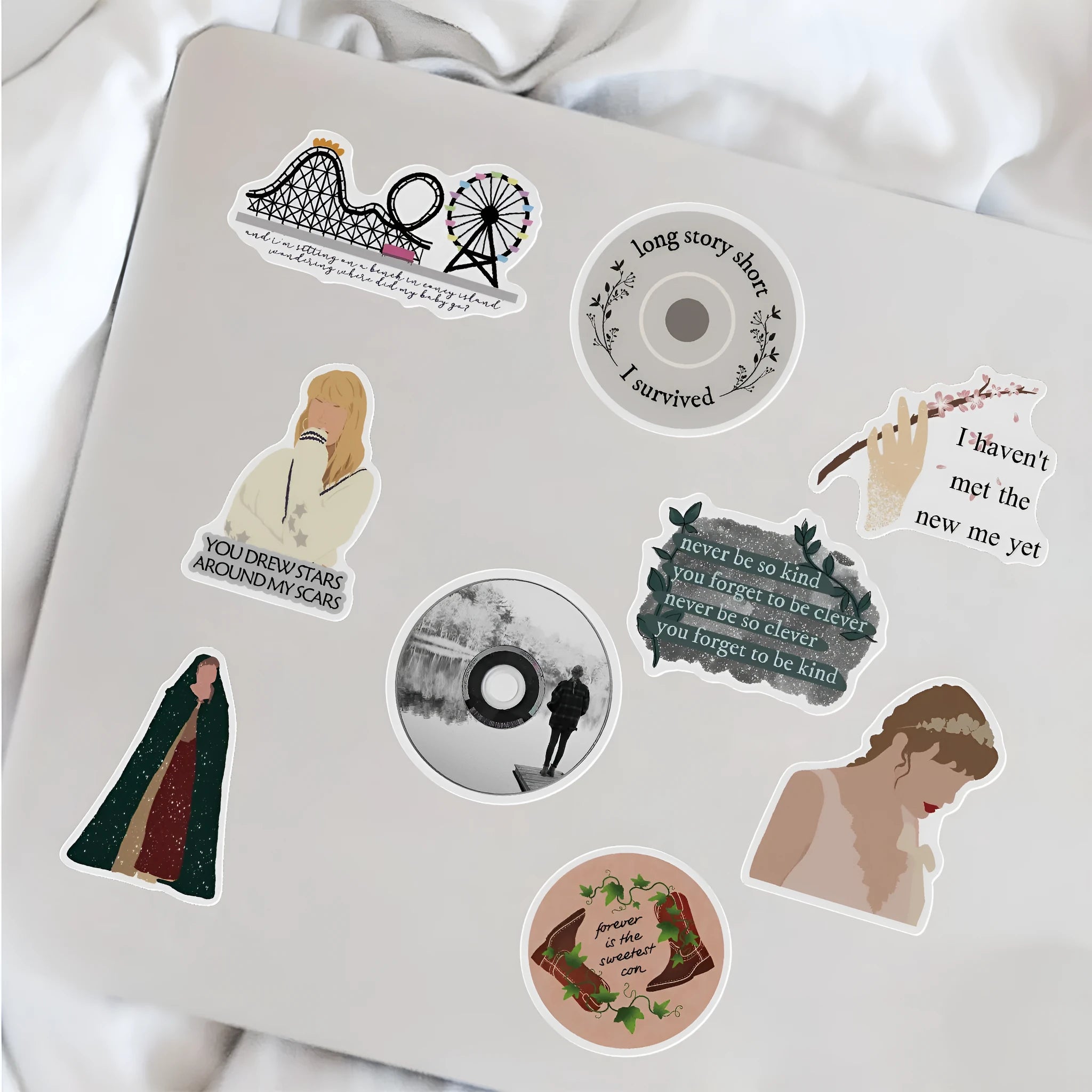 50 colourful graffiti and cartoon design waterproof stickers for luggage and notebooks, each 4-6cm long.