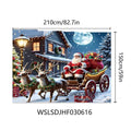 Christmas banner with Santa Claus and night gift design on white background, 210x150cm polyester fabric.