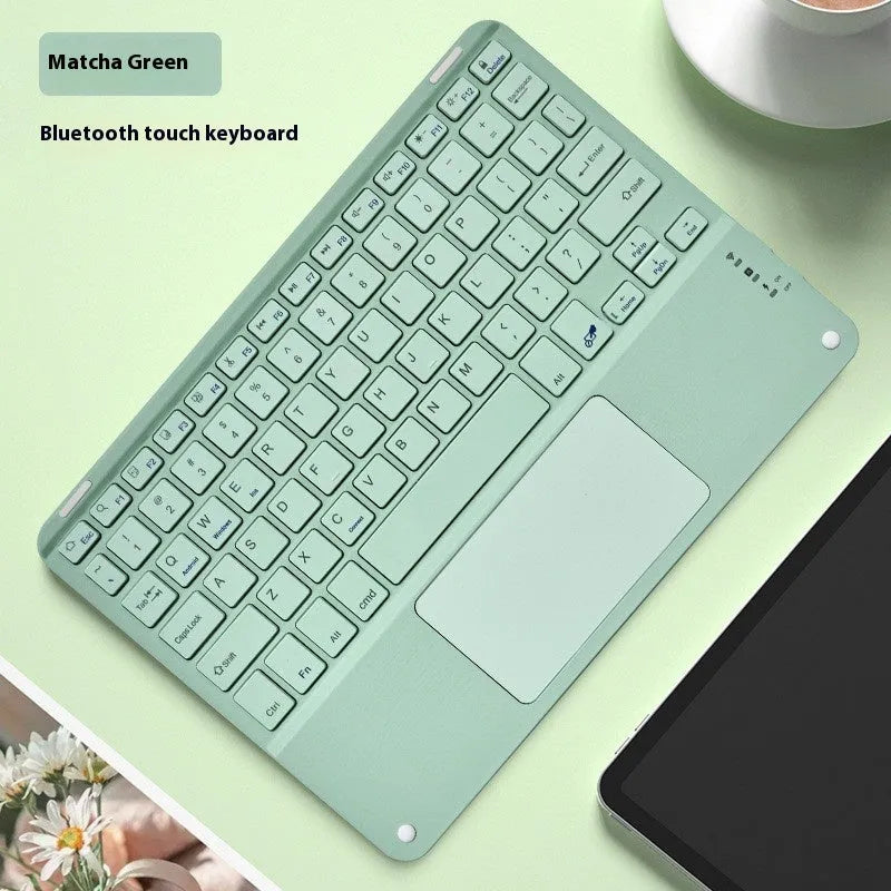 Square hat touch Bluetooth wireless charging keyboard in orange red colour on a desk