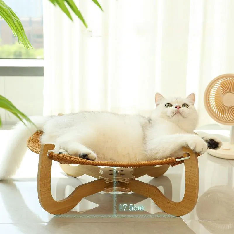 Brown woven rattan pet bed measuring 46 cm square with raised sides for cats and small dogs