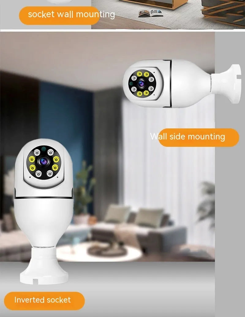 Wireless bulb security camera with 1080p HD video and full colour night vision for discreet monitoring