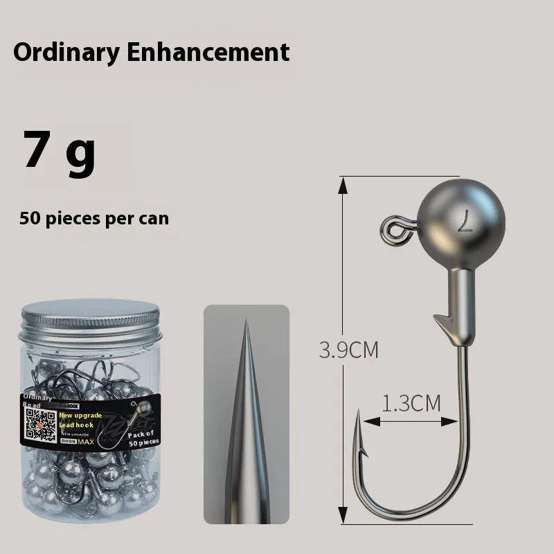 Enhanced steel jig hooks with primary colour filling in 50-piece set
