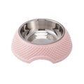 Blue stainless steel pet bowl with non-slip base for cats and dogs