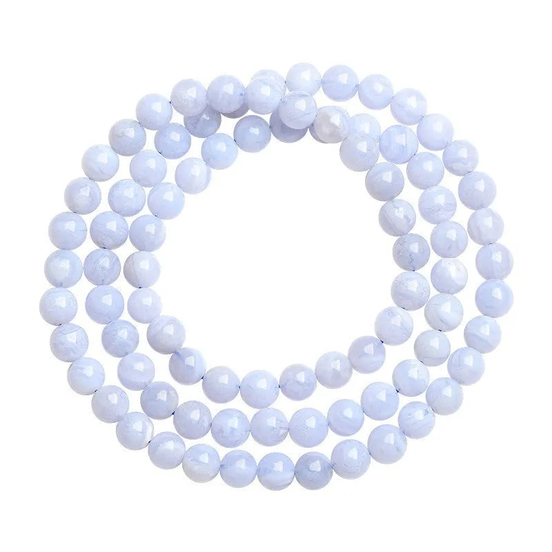Blue agate bracelet with natural patterns, ruyi elements, and scattered bead arrangement
