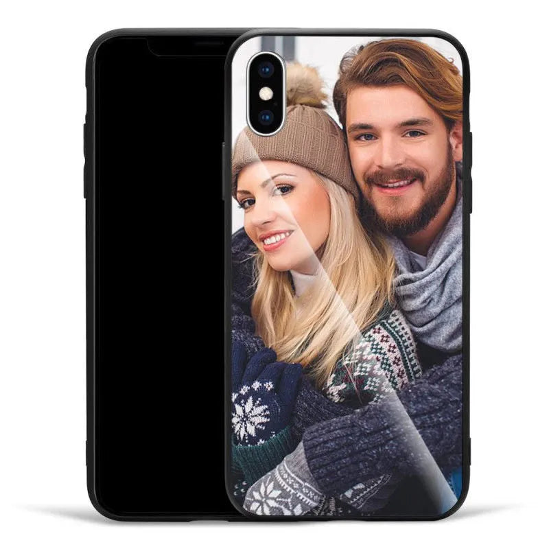 A patterned smartphone case for iPhone with a raised edge around the camera and screen.