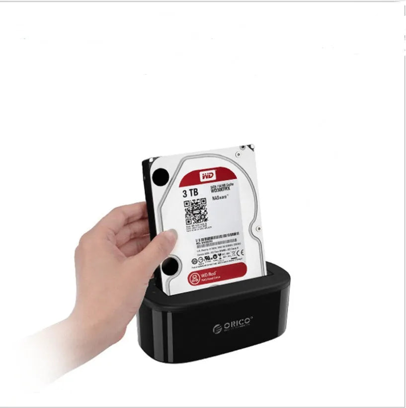 Portable Hardis black ABS SATA III hard drive docking station with USB 3.0 cable and 12V2A power adapter