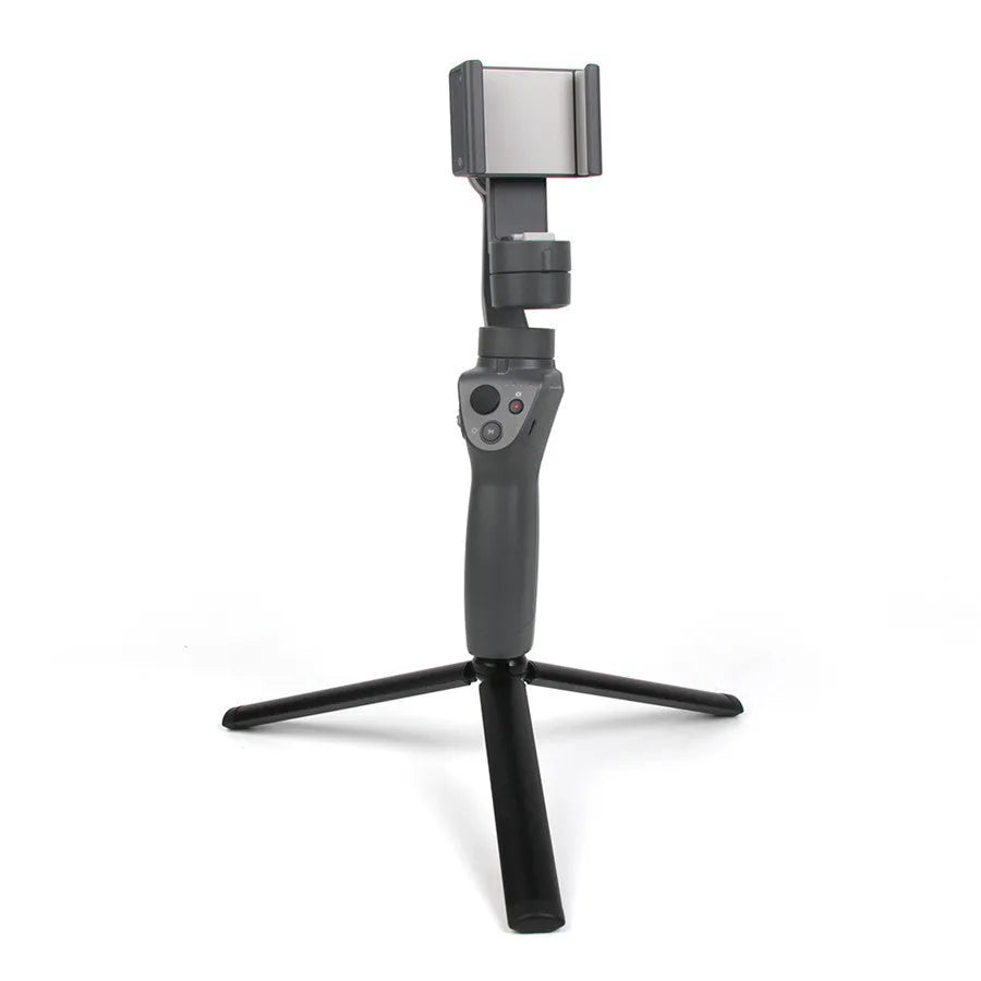 Black aluminium mobile phone tripod with stabiliser compatible with iPhone smartphones