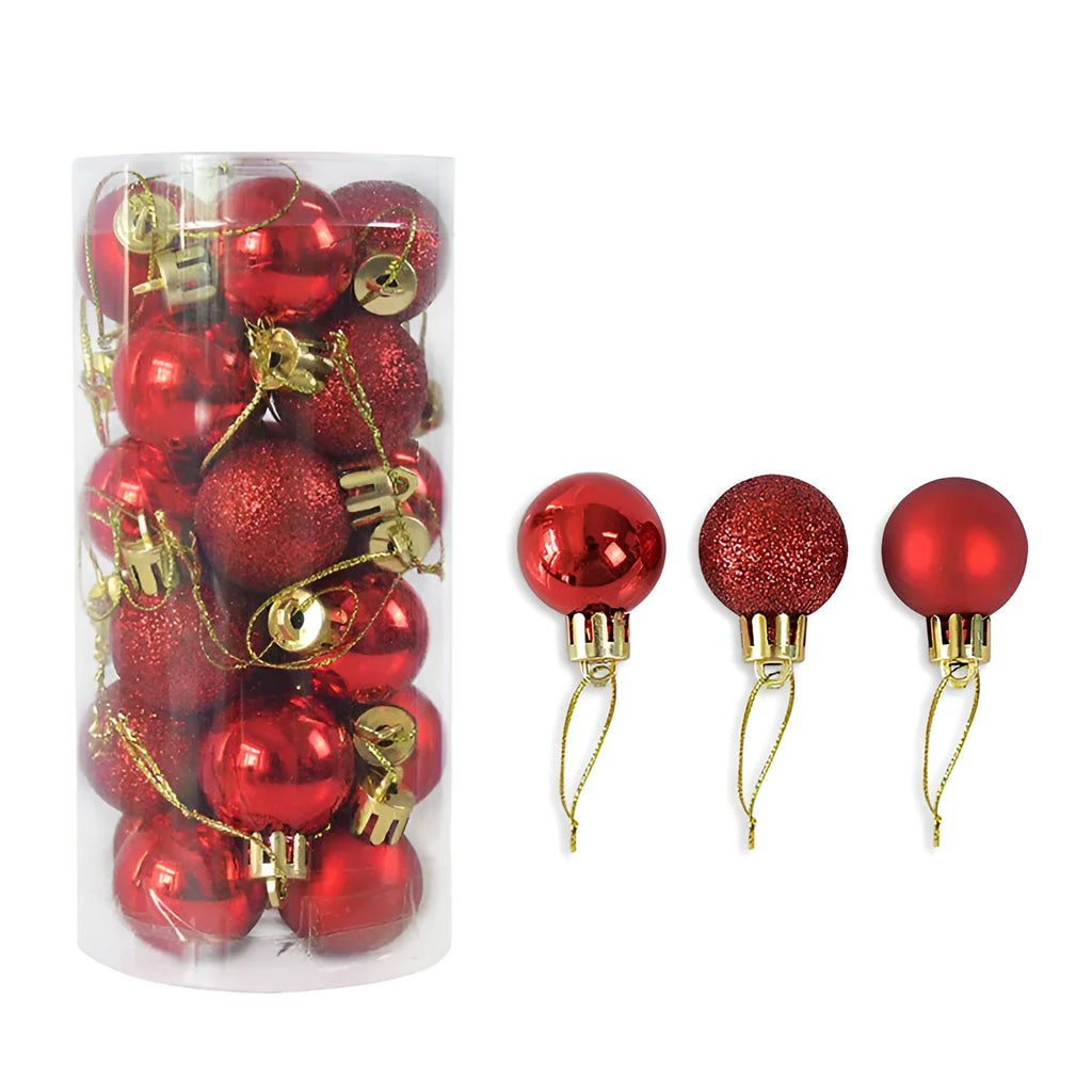 Assorted 3cm gold, red, silver, blue, and pink plastic electroplated Christmas baubles