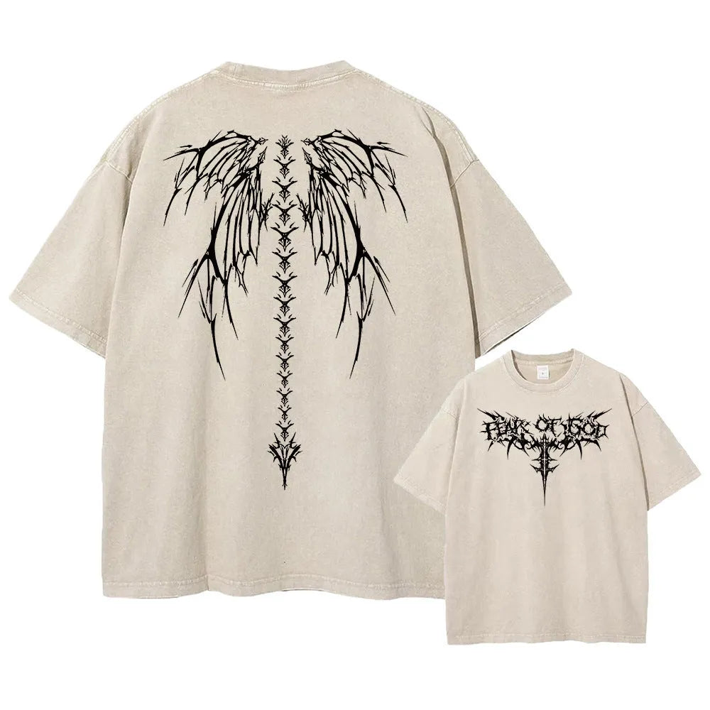 Men's oversized cotton t-shirt in loose fit with drop-shoulder short sleeves for summer