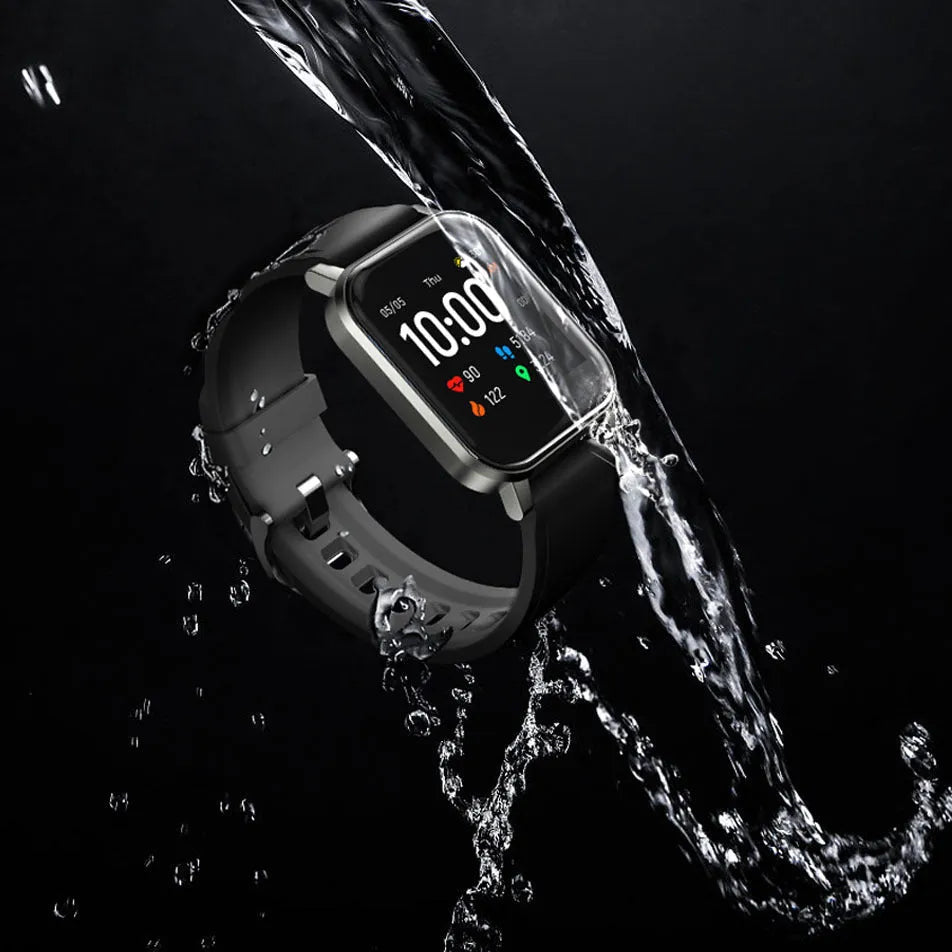 Black waterproof smart bracelet with a 1.4 inch screen on a silicone wrist strap.