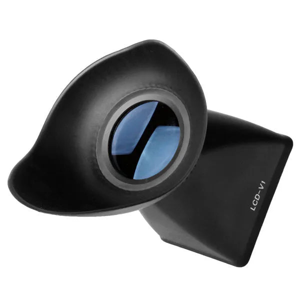 Black camera LCD viewfinder magnifier with magnetic mount for DSLR and mirrorless models