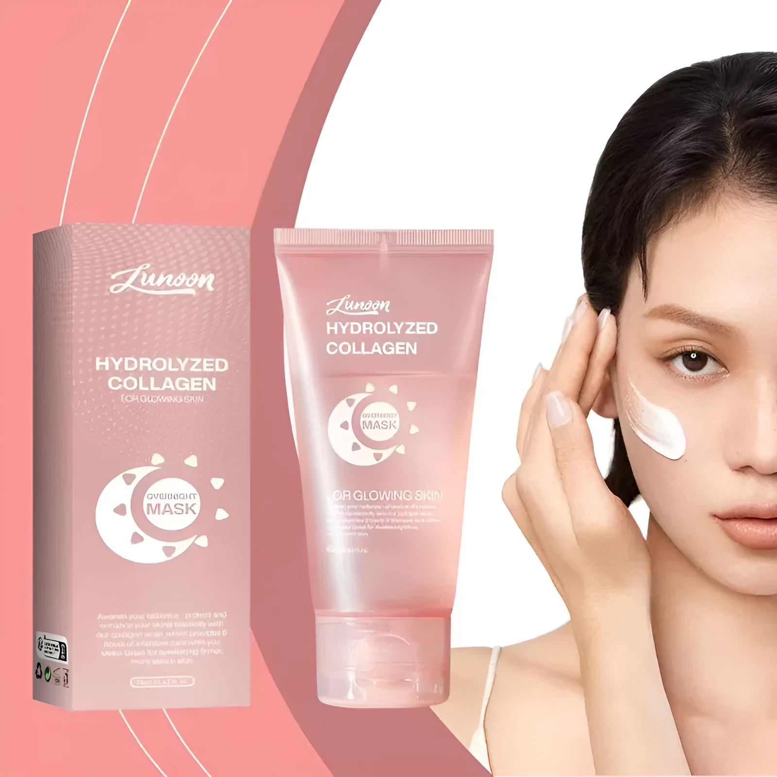 75ml bottle of collagen overnight face mask with application brush for firming and hydrating skin care
