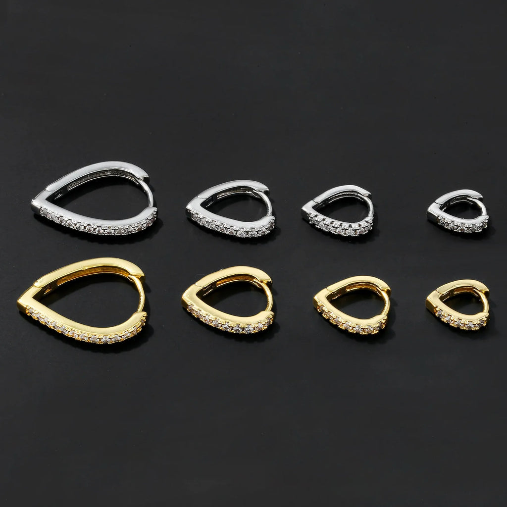 Geometric copper ear clip with love heart motif in gold electroplated finish