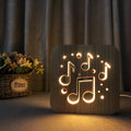 Wooden LED atmosphere lamp with warm white light and USB power cable