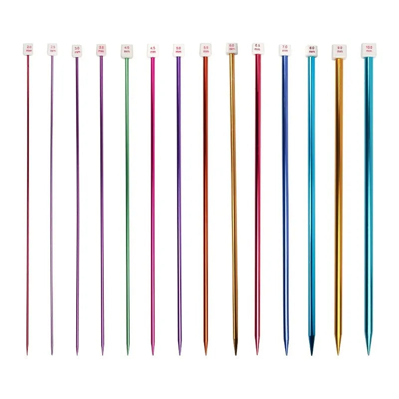 Complete set of lengthened crochet hooks in assorted sizes from 2.0mm to 10.0mm with protective caps.