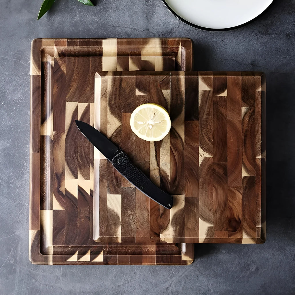 Kitchen household parquet solid wood cutting board in brown made from imported acacia wood with 3cm thickness