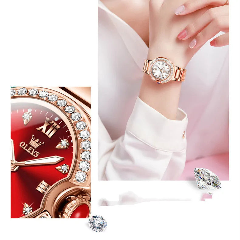 Explosions ladies watch rose gold stainless steel round dial 33mm quartz movement butterfly clasp