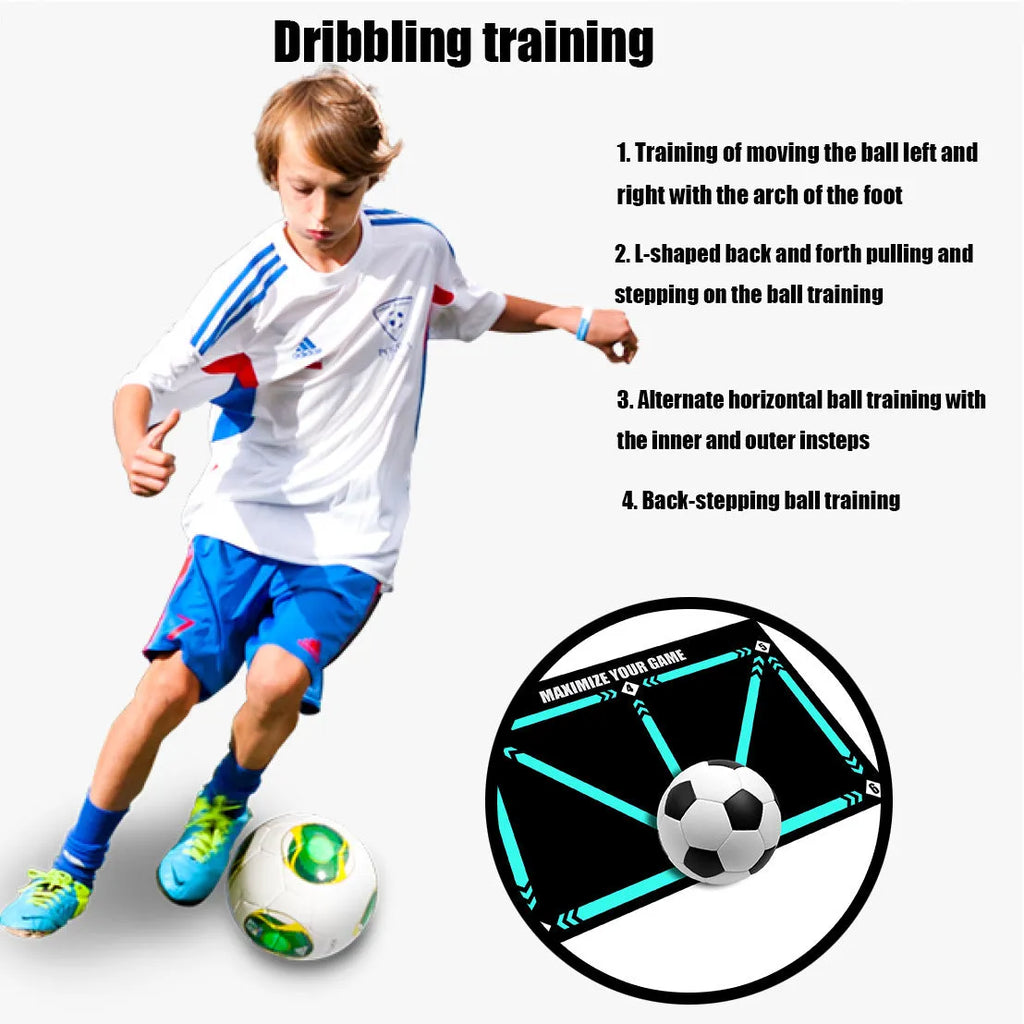Black rectangular foam football training mat on a flat surface.