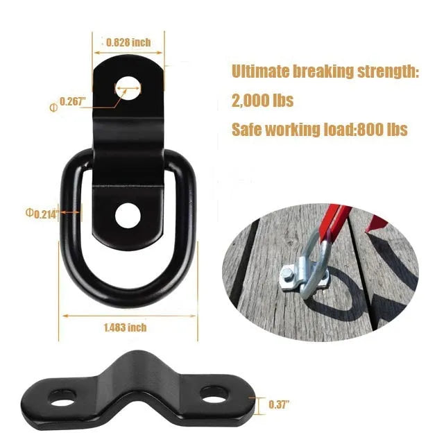 Galvanised black carbon steel pull ring floor hook for universal truck mounting.