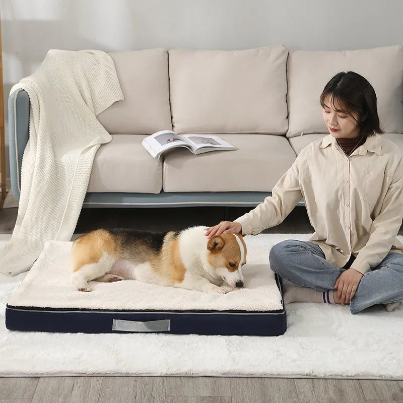 Removable washable sponge dog mat in brown colour on a light floor