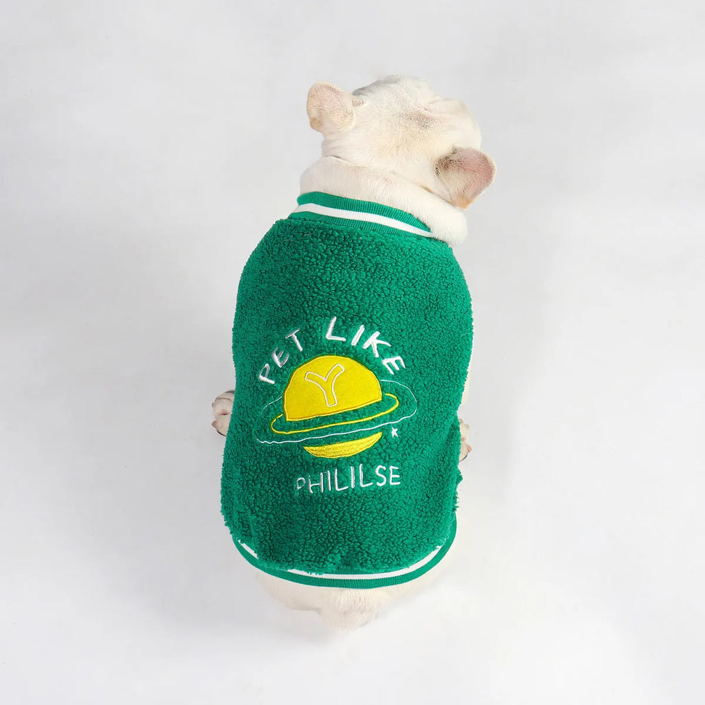 Green fleece-lined thick dog winter coat for large breeds size L to 4XL