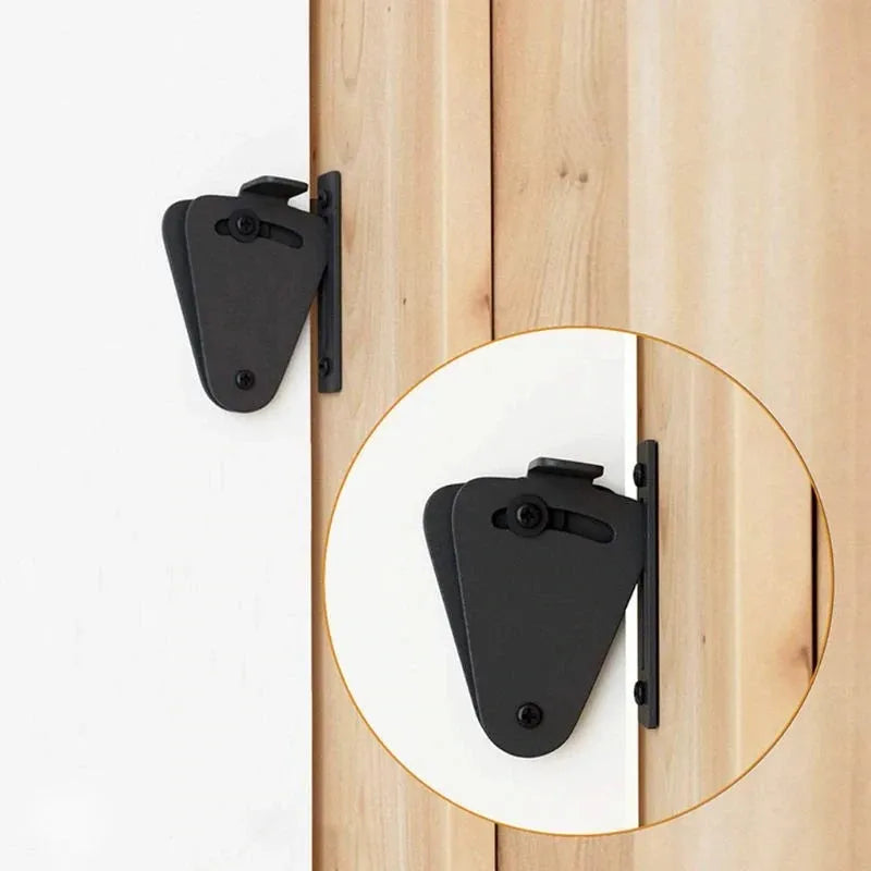 Black stainless steel sliding barn door lock with latch mechanism for interior doors