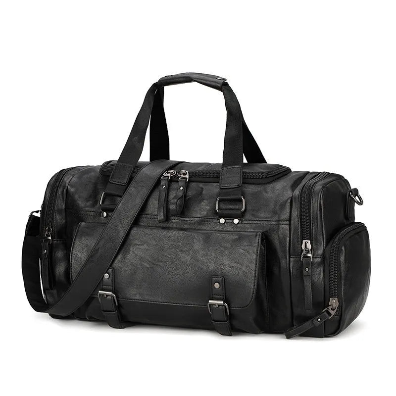 Large black travel shoe bag with separate storage compartment measuring 52cm x 19cm x 27cm