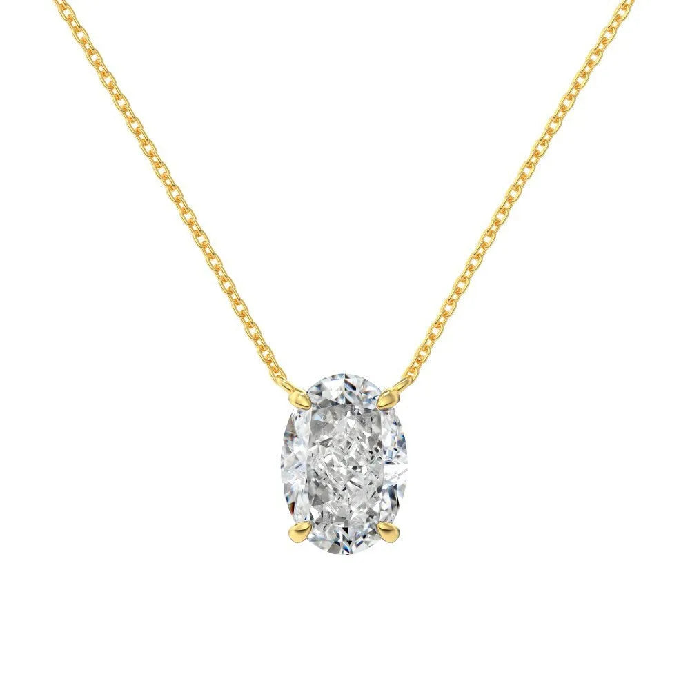 S925 sterling silver necklace with oval ice flower geometric pendant in platinum or gold finish