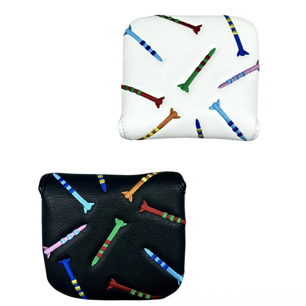 Black golf putter protective sleeve with square rocket pattern design