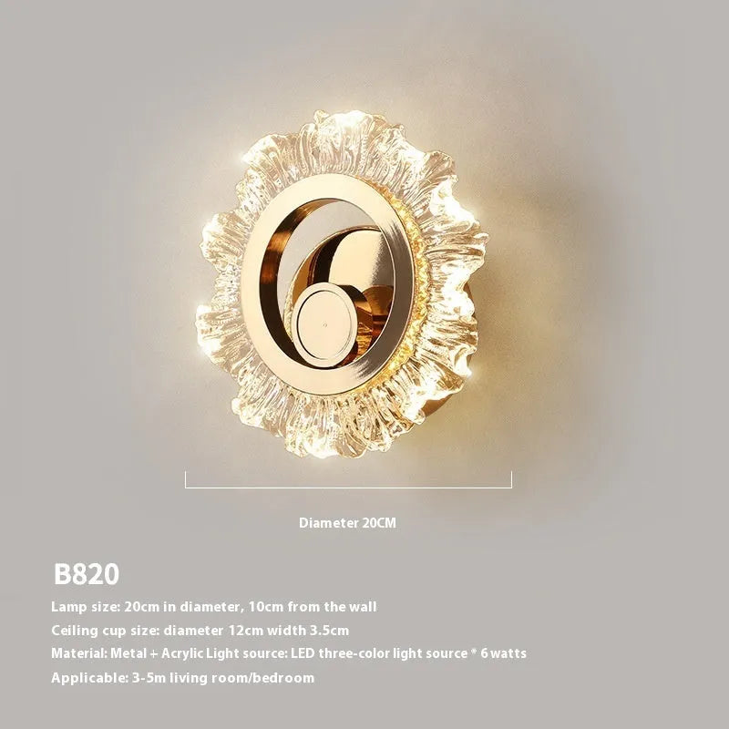 Modern minimalist wall lamp with acrylic shade showing three light colour options