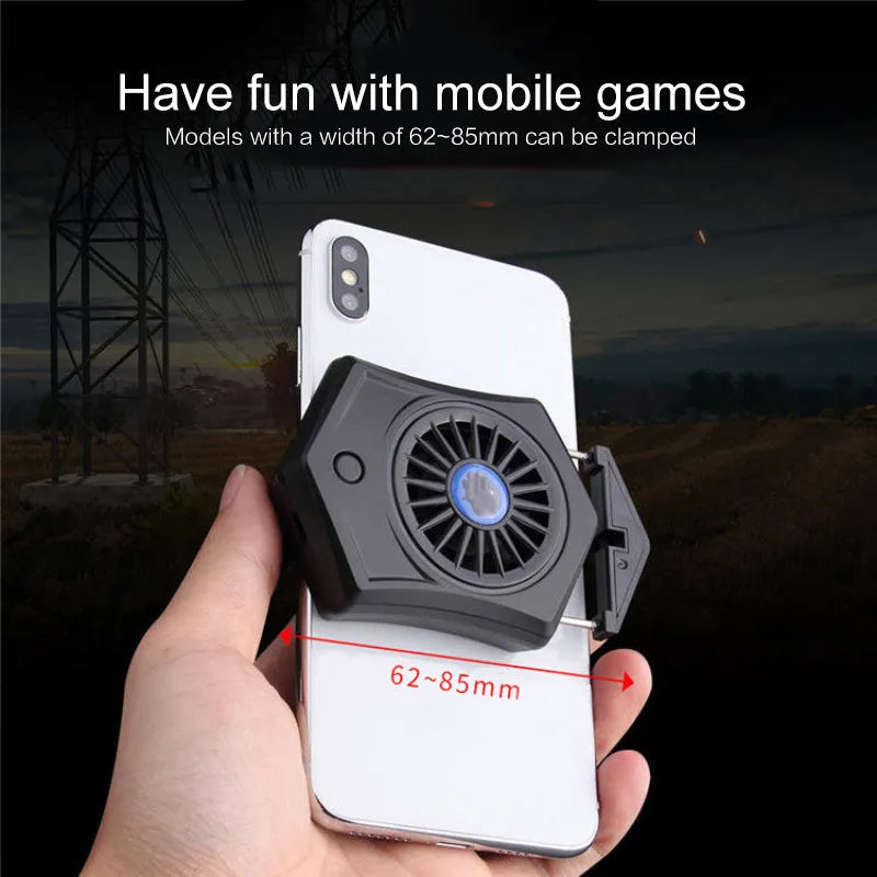 USB mobile phone cooling radiator with aluminium fan and RGB lighting in black and white colour options