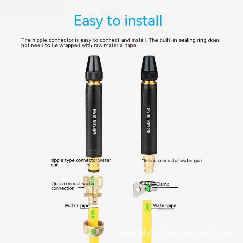 Black alloy car washing gun with straight spray nozzle design