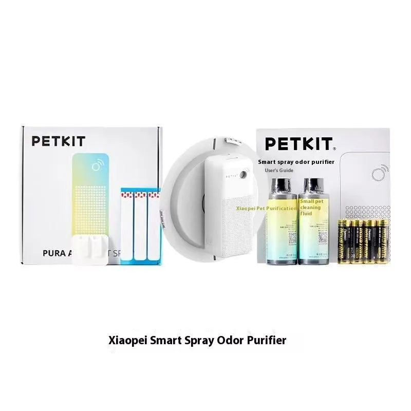 Smart spray pet odour removal machine with external mounting bracket for litter boxes