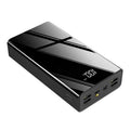Large 40000mAh power bank with LCD display in red or black colour options.