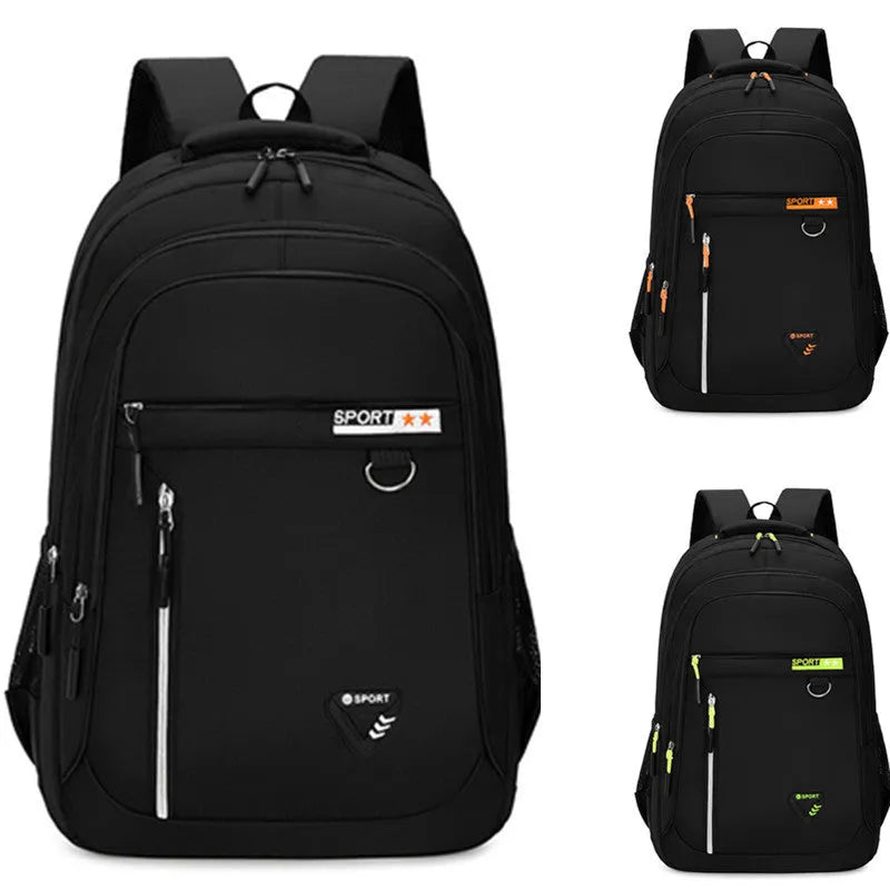 Men's Oxford cloth schoolbag in multiple colours showing large capacity and air pillow belt design
