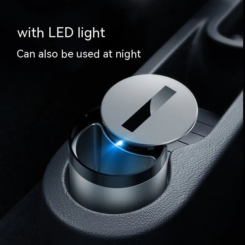 Intelligent induction ashtray with infrared automatic lid made of aluminium alloy, compact size 7x10cm, silver finish