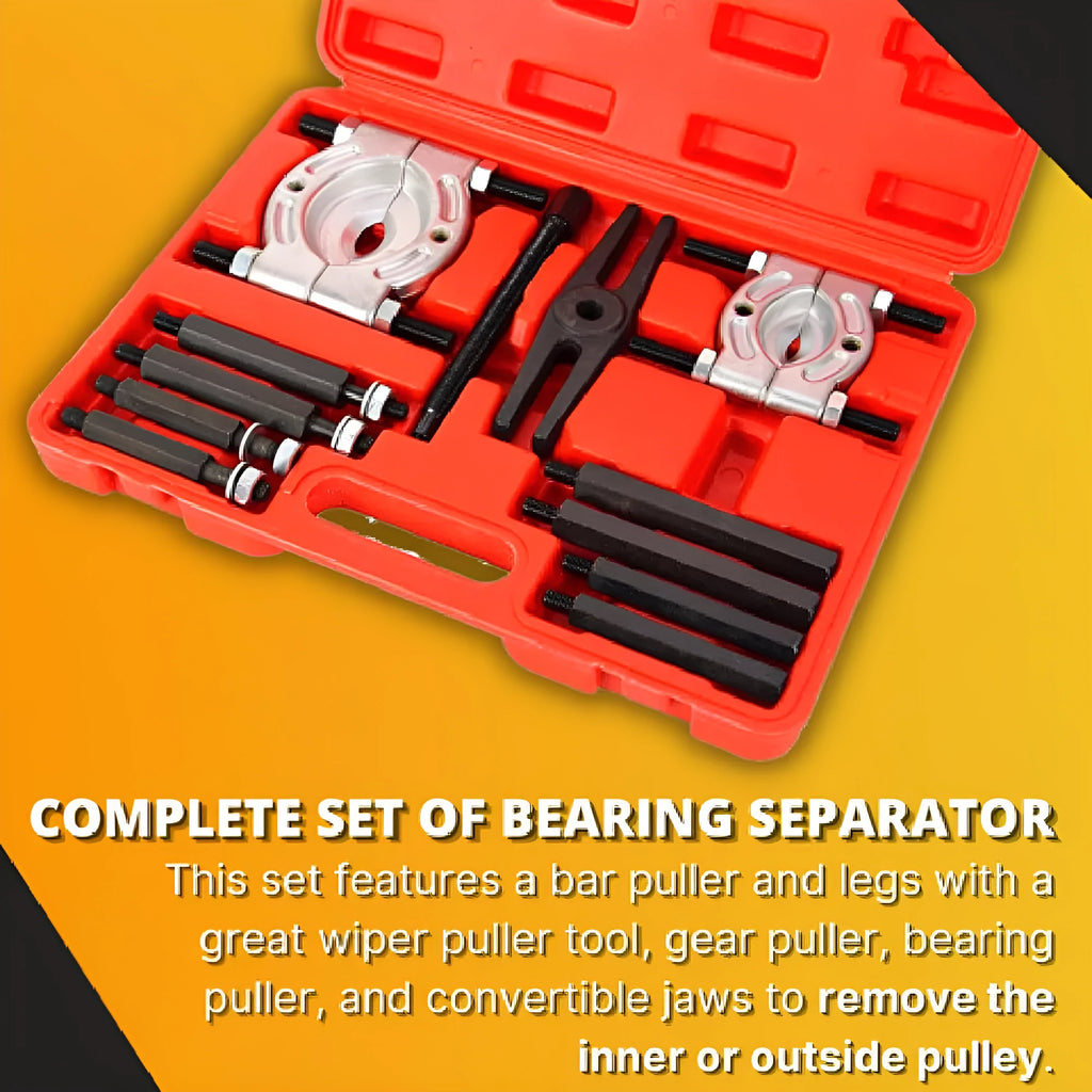 Chrome vanadium steel bearing puller set 12 pieces in YZ6002 colour for chassis repair