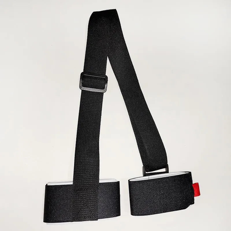 Adjustable hook and loop ski bandage shoulder strap in black colour