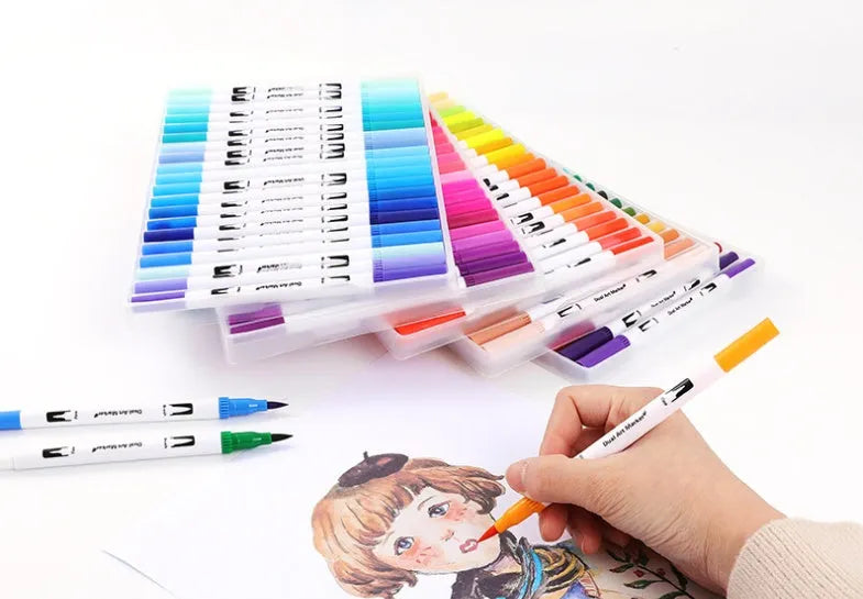 Set of watercolour pens in a case, showing multiple colour options for artists and promotional use.