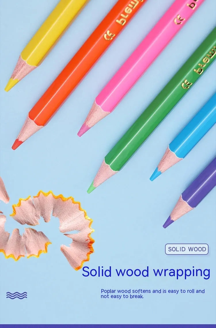 Wooden colour pencil set with double-headed leads in 12 or 6 piece configurations