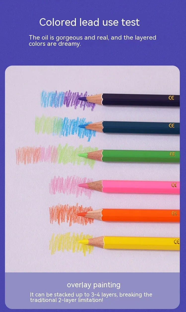 Wooden colour pencil set with double-headed leads in 12 or 6 piece configurations