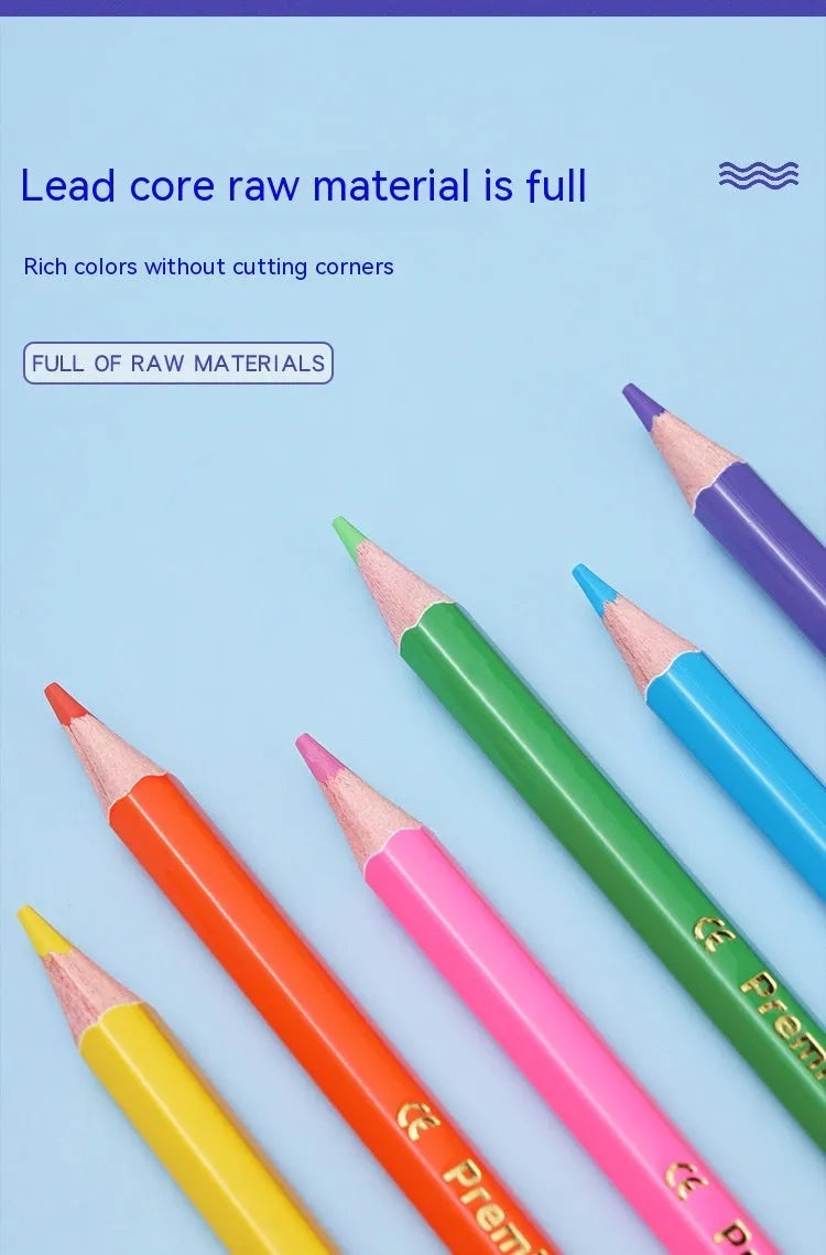 Wooden colour pencil set with double-headed leads in 12 or 6 piece configurations