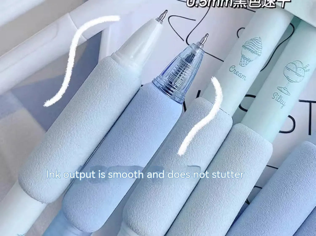Four double headed fluorescent calligraphy pens with 0.5mm tips for student handwriting practice