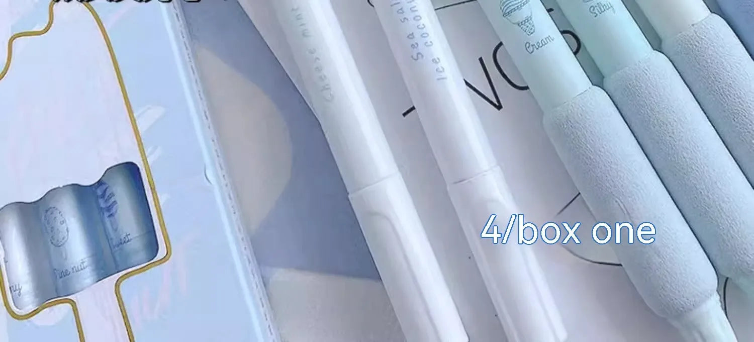 Four double headed fluorescent calligraphy pens with 0.5mm tips for student handwriting practice