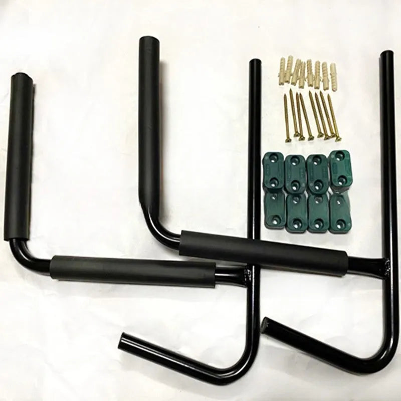 Carbon steel kayak wall hanger rack measuring 43cm wide for surfboard and kayak storage