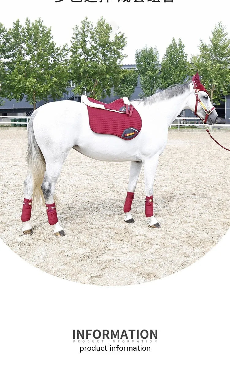 Riding saddle pad with shock absorption in wool blend fabric for equestrian and cycling