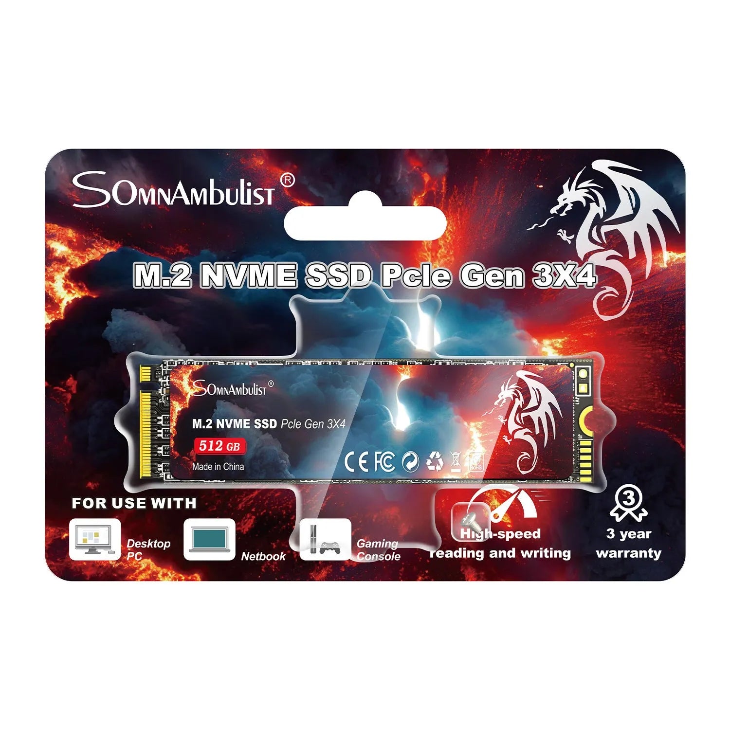 M.2 NVMe solid state drive for desktop computers with PCIe 3.0 interface
