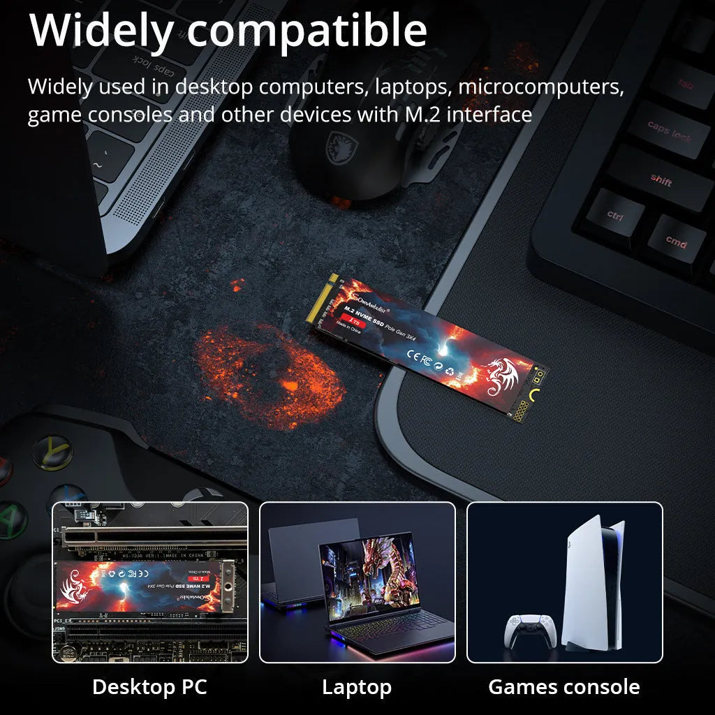 M.2 NVMe solid state drive for desktop computers with PCIe 3.0 interface