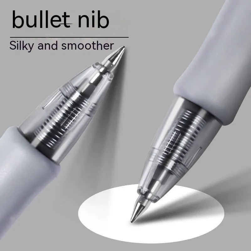 0.5mm gel pen with click mechanism in black, red, and blue colour options