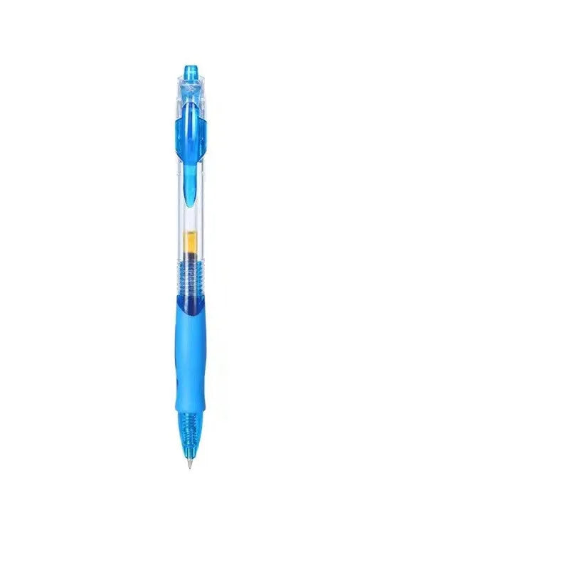 0.5mm gel pen with click mechanism in black, red, and blue colour options